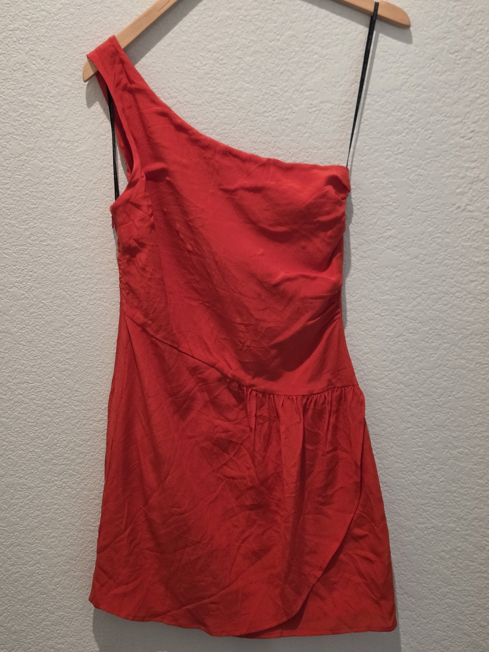 MM Couture 100% Silk One-Shoulder Red Mini Dress Size S NEW